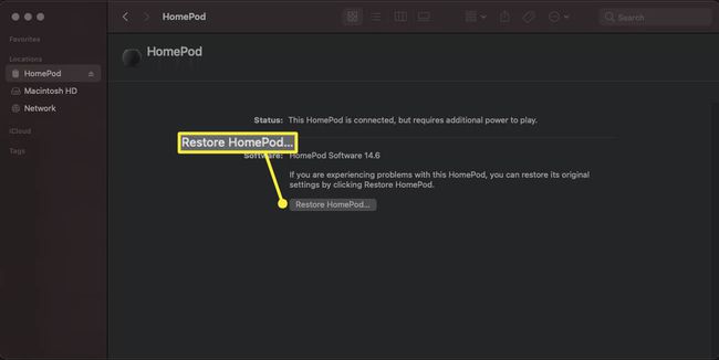 Palauta HomePod Mac Locations -kansioon