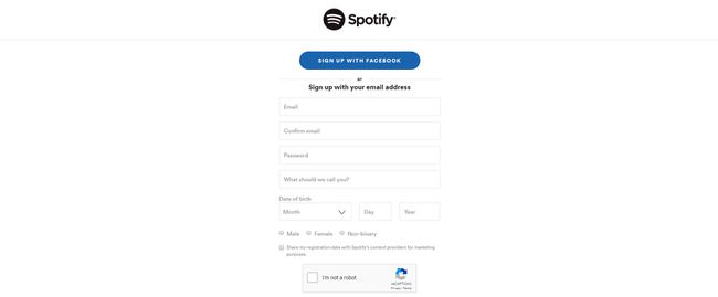 Kuvakaappaus Spotifyn kirjautumissivusta