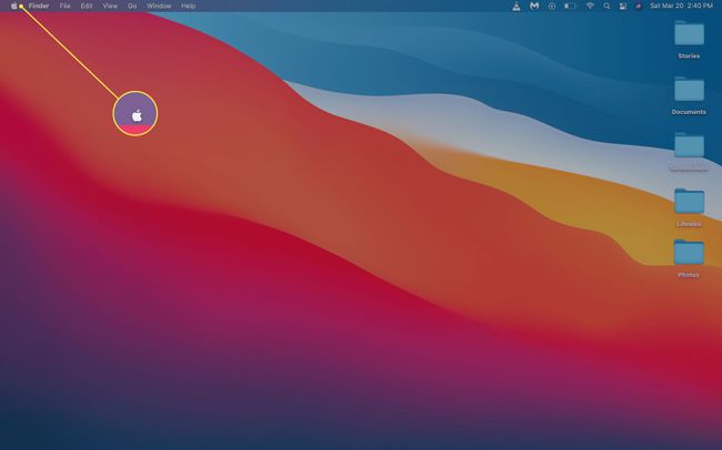 Apple-valikkokuvake korostettuna macOS:ssä.