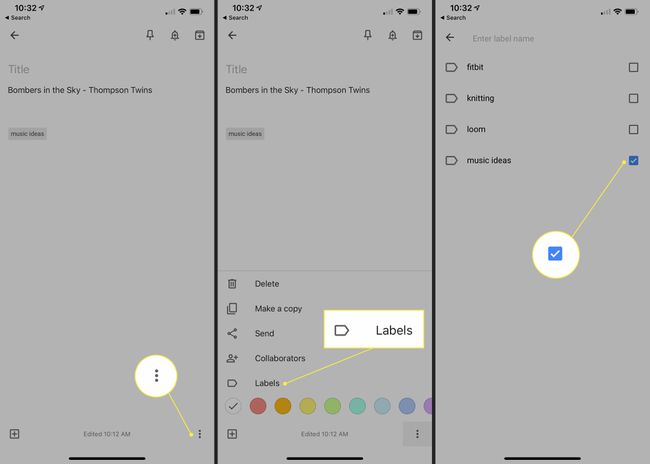 Lisää tunnisteita Google Keep -sovelluksessa