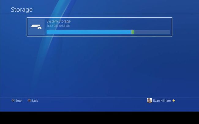 Järjestelmän tallennustila PlayStation 4:llä.