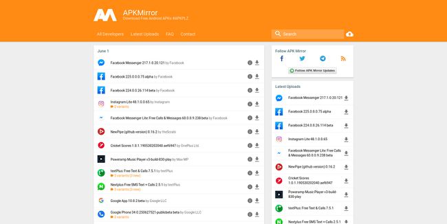 APKMirror-verkkosivusto