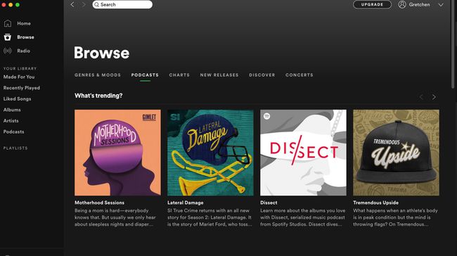 Selaa podcasteja Spotifyssa