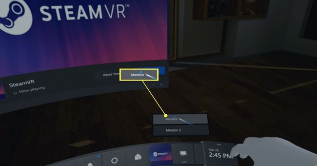 Näytön valitseminen Steam VR:n virtuaaliselle työpöydälle.