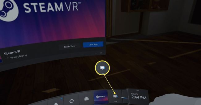 Näytön kuvakkeen (virtuaalinen työpöytä) valitseminen Steam VR -liittymästä.