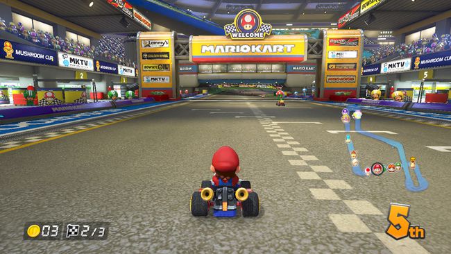 Mario Kart 8 kartta näytöllä