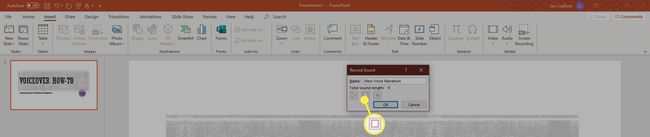 Kuinka lopettaa äänen tallennus PowerPointissa.