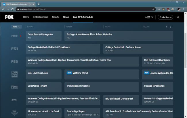 Kuvakaappaus Fox TV Guidesta.