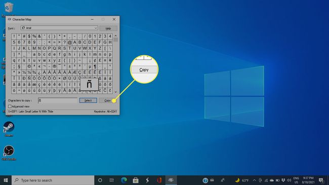 Kopioi-painike Windows 10 -piirustuskortissa