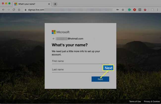 Microsoft Mikä sinun nimesi on?  näyttö