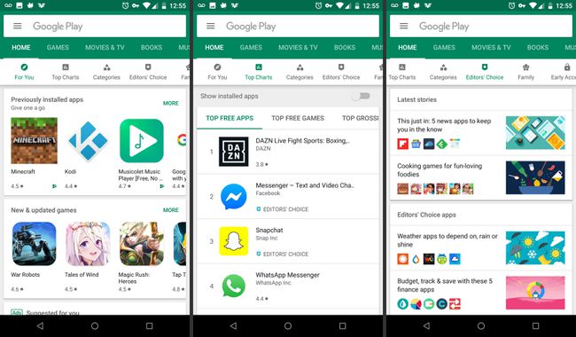 Google Play Kaupan aloitusnäyttö