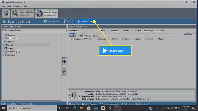 "Aloita skannaus" -painike Duplicate Cleaner 4:ssä