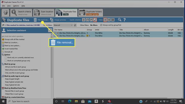 Poista tiedosto -painike Duplicate Cleaner 4:ssä
