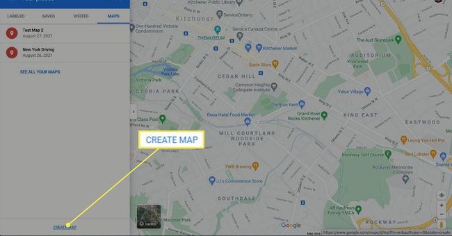 Luo kartta Google Mapsin Omat paikat -valikosta.