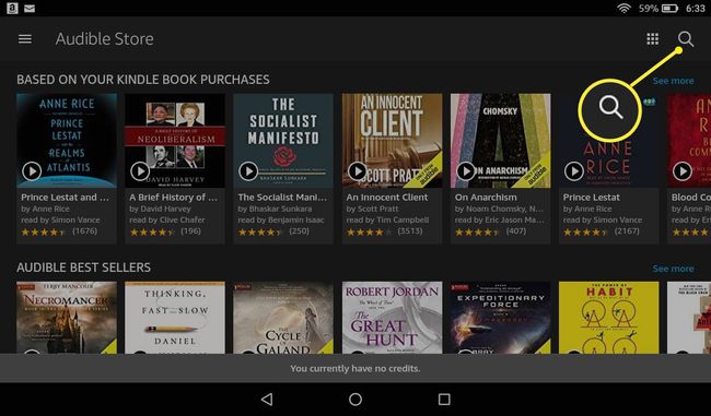 Kindle äänikirjakaupan hakupainike