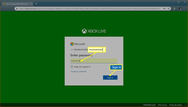 Kirjaudu sisään Xbox.comiin antamalla salasana