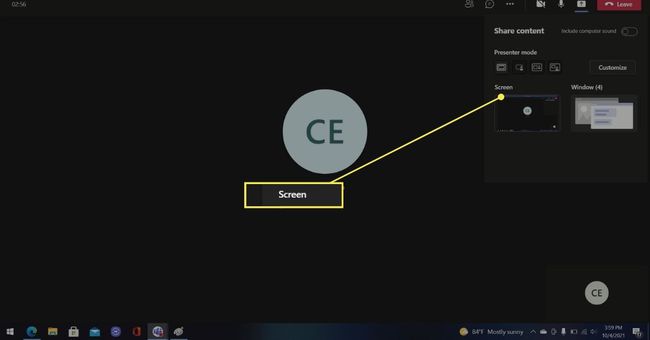 Näytön jakaminen Microsoft Teamsissa