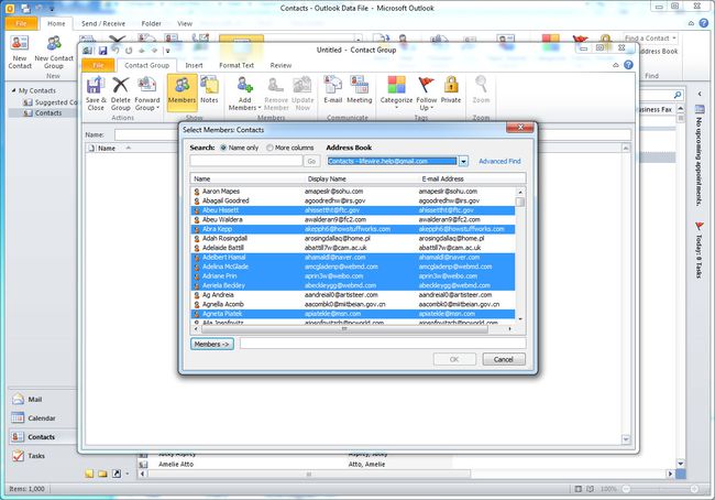 Outlook 2010 valitse jäsenet ryhmäruutuun