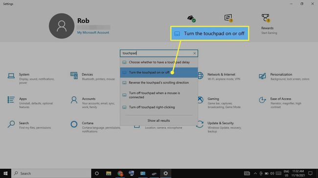 Ota kosketuslevy käyttöön tai poista se käytöstä Windowsin asetuksissa