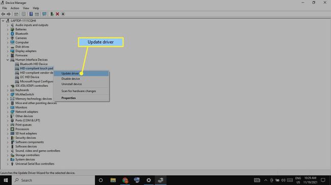 Päivitä ohjain kosketuslevyn vieressä Windows Device Managerissa