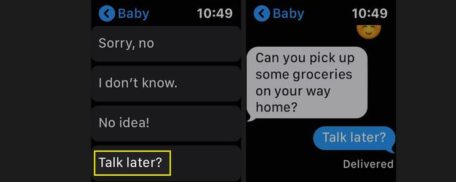 Käytä Apple Watchin automaattisia vastausvaihtoehtoja