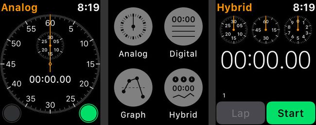 Tarkastele erilaisia ​​sekuntikelloja Apple Watchissa