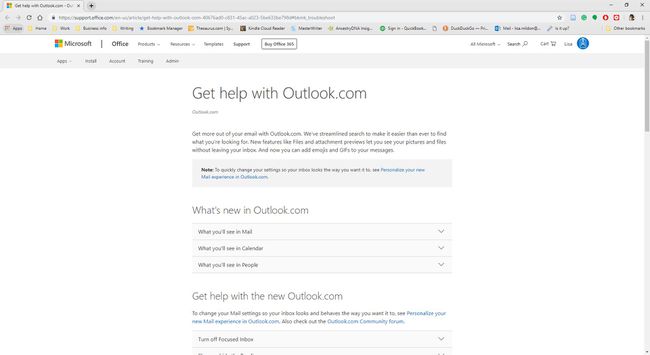 Outlook.com-ohjesivusto.