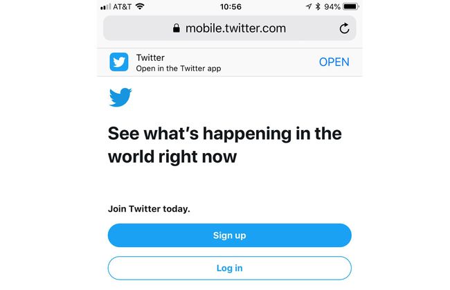 Twitterin mobiiliversio älypuhelimen selaimessa.