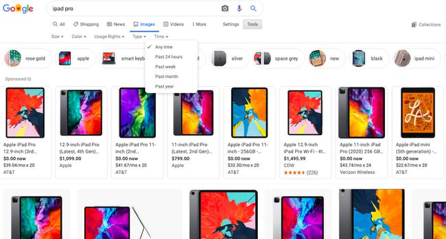 Google Images Time -hakuvaihtoehdot