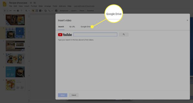 Google Drive -vaihtoehto videoiden lisäämiseen Google Slides -sovellukseen.