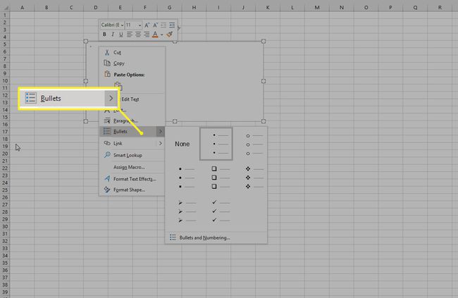 Excel Bullets -valikko