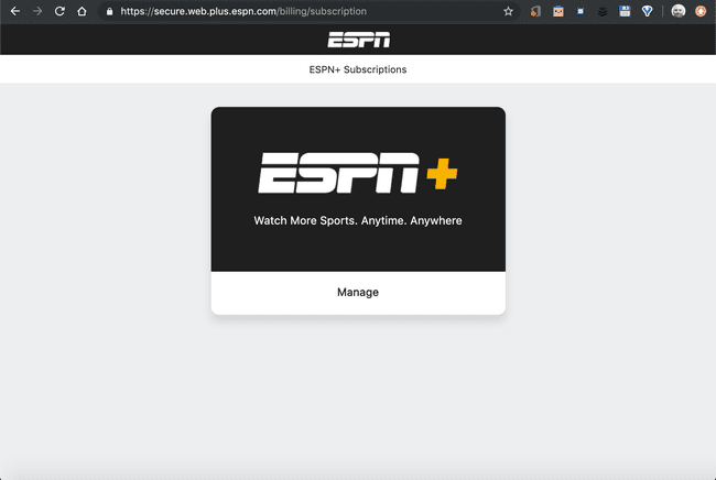 kuvakaappaus ESPN+ -tilausnäytöstä