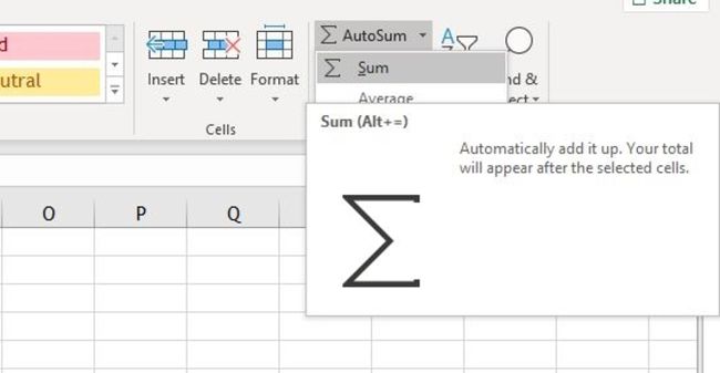 AutoSum Excelin nauhalla