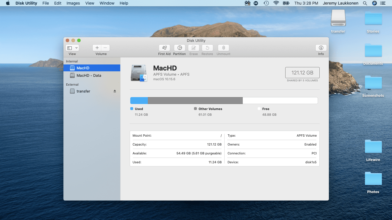 macOS Disk Utility.