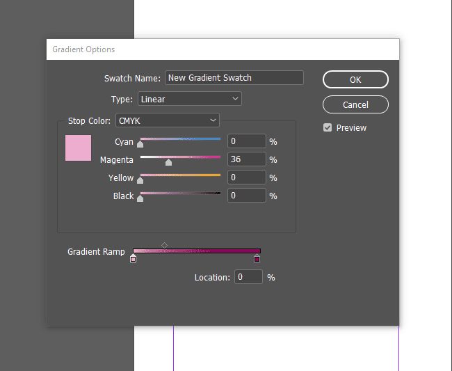 InDesignin liukuväriasetukset