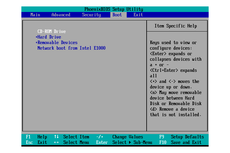 boot options cd first 5a46940d845b340037ec5322