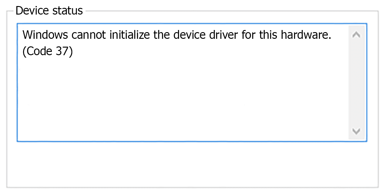 device manager error code 37 cannot initialize 59a042ab054ad90011eece9d