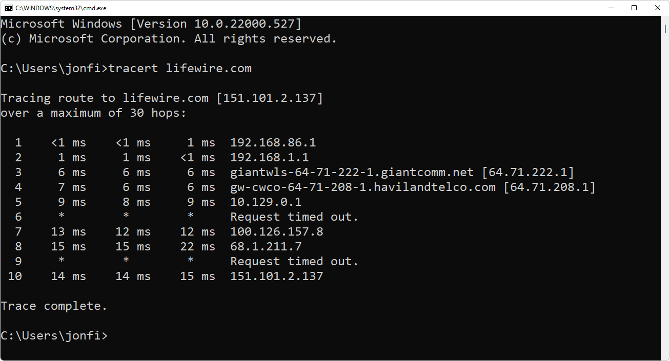 tracert lifewire command prompt a0ee7b4673b240ef965cc41c5d9274bc