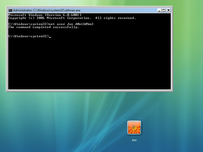 net user command prompt change password vista 37c69f47059c40d19ac97bca51935309