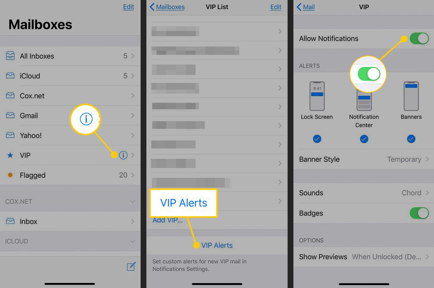 Aseta VIP-hälytykset iOS Mailissa