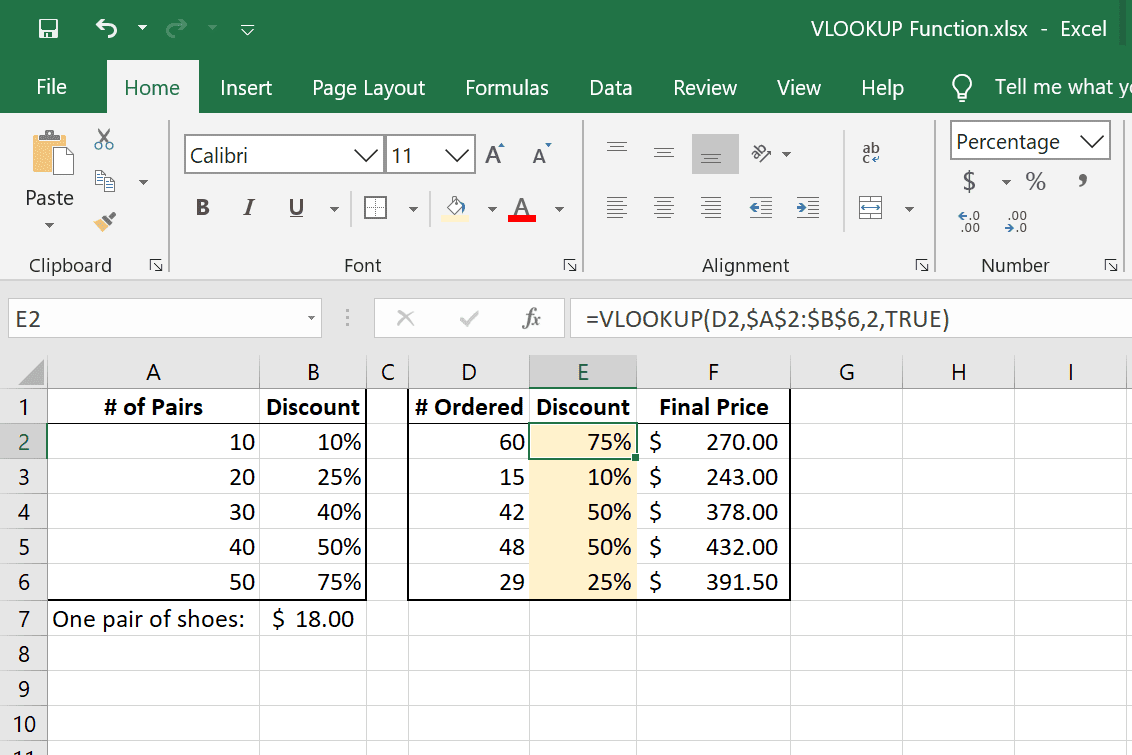 VLOOKUP-esimerkkejä likimääräisistä argumenteista