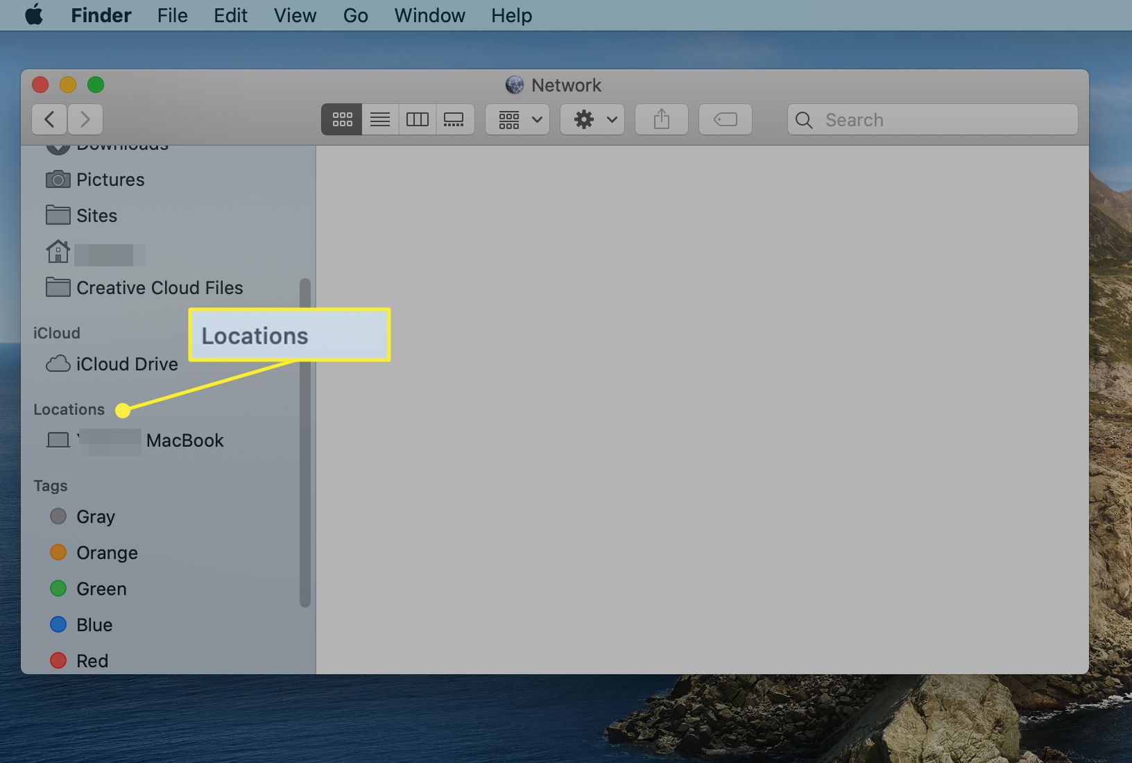 Linkitetyt Macit macOS:n Finder Locations & Network -paneelista