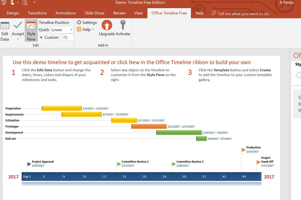 Office Timeline PowerPoint -apuohjelma