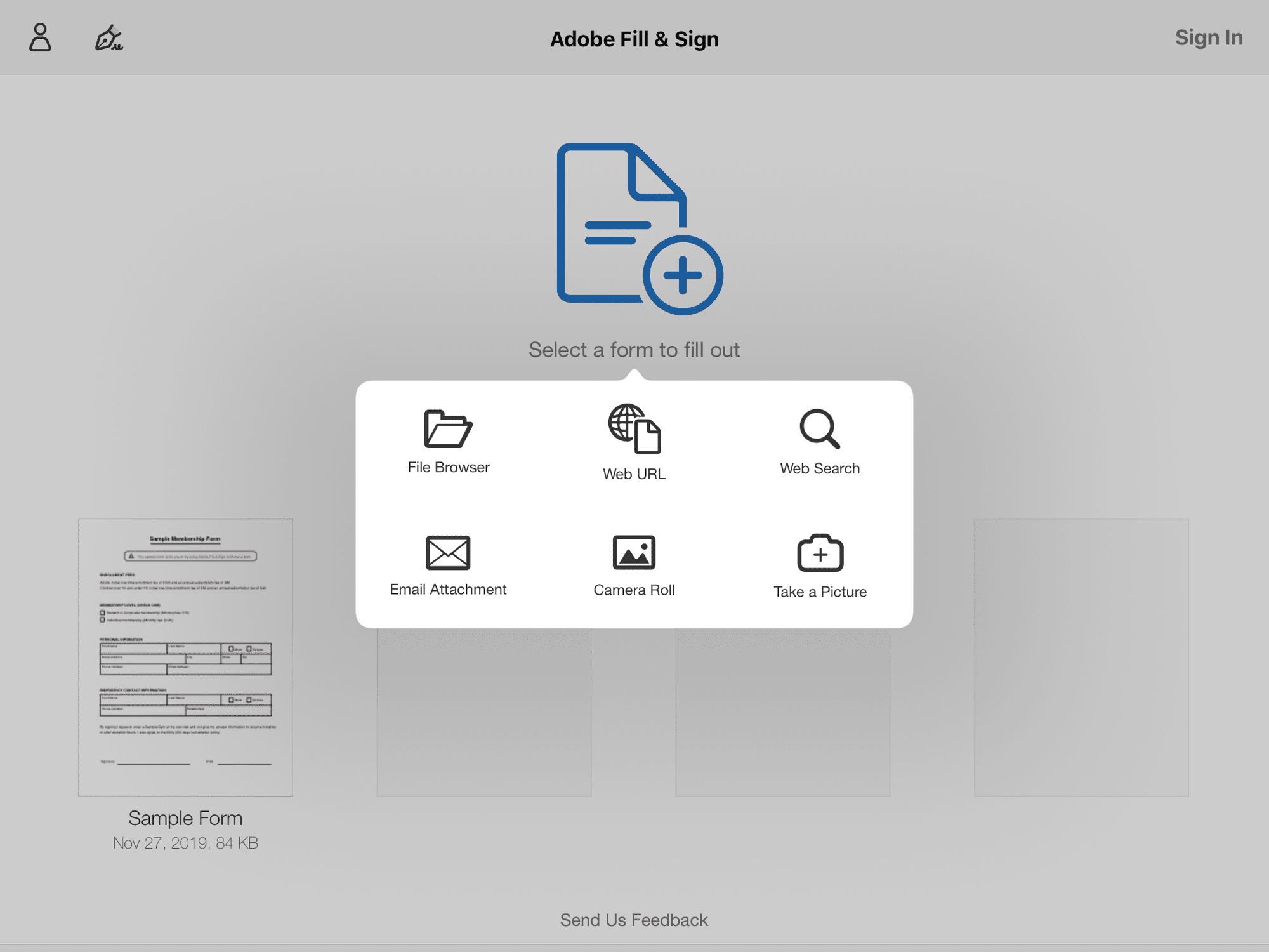 Etsi PDF Adobe Fill & Sign -sovelluksesta