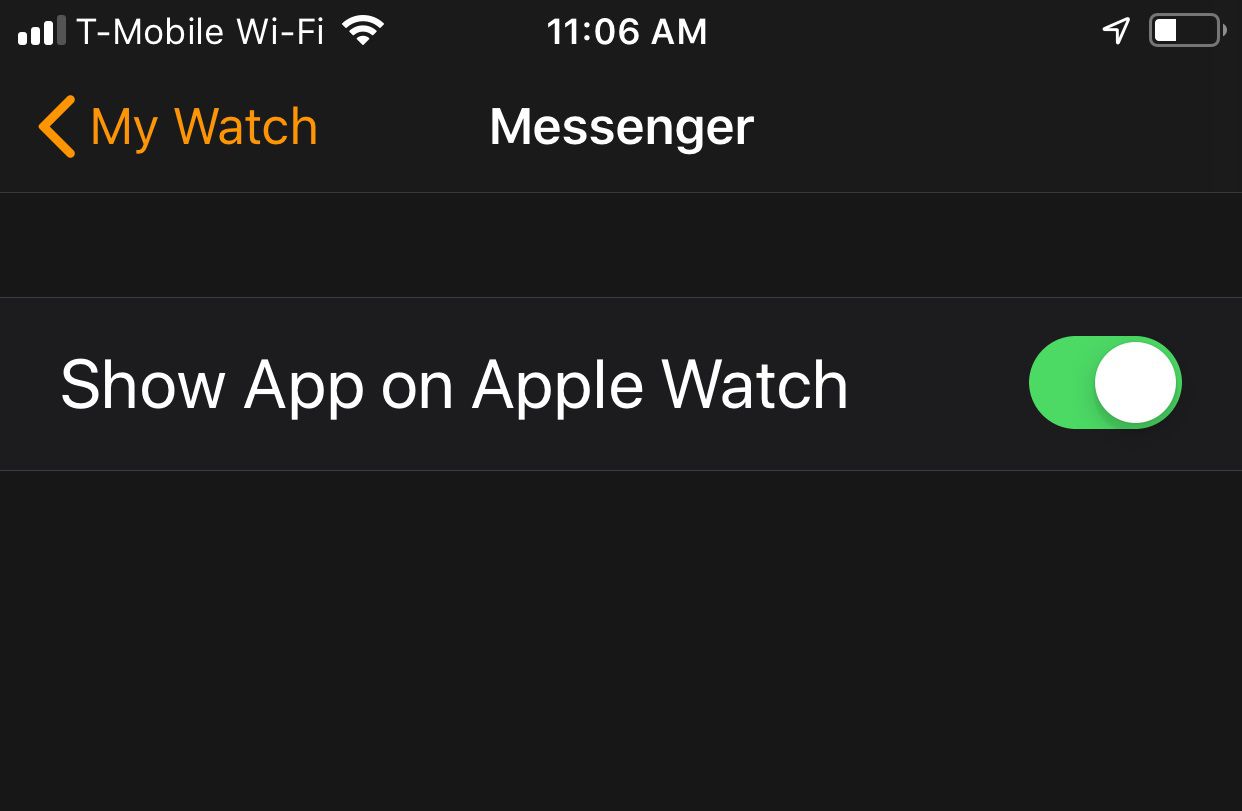 Apple Watchin Messenger-asetukset