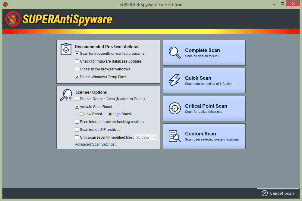 SUPERAntiSpyware Screenshot