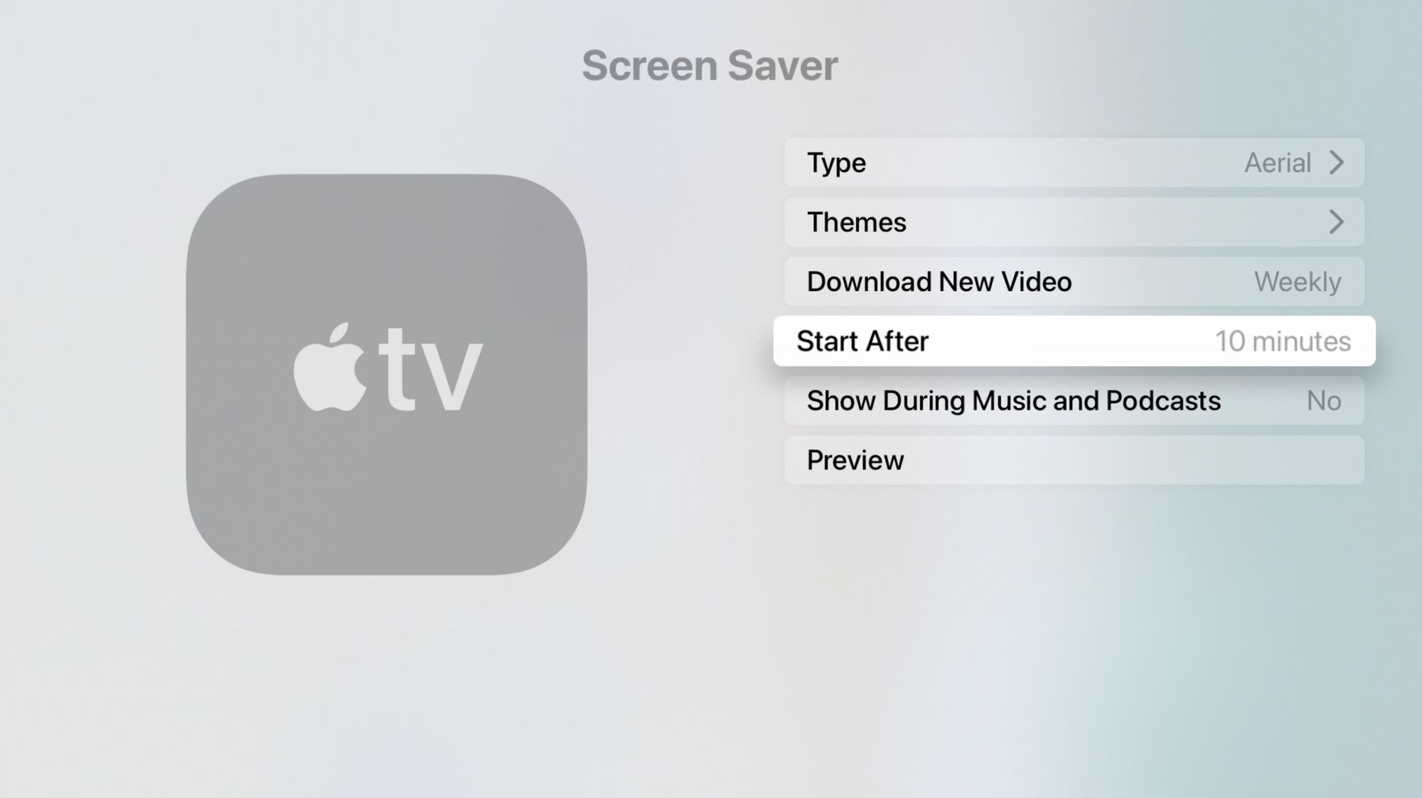 Näytönsäästäjävaihtoehdot Apple TV:ssä