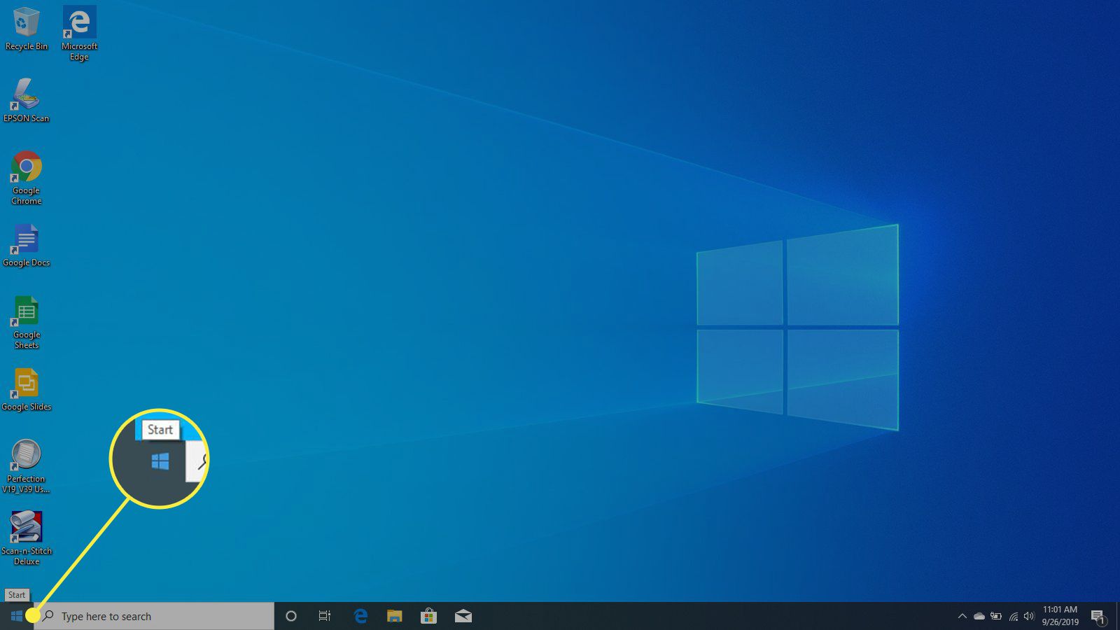 Käynnistä-painike Windows 10:ssä