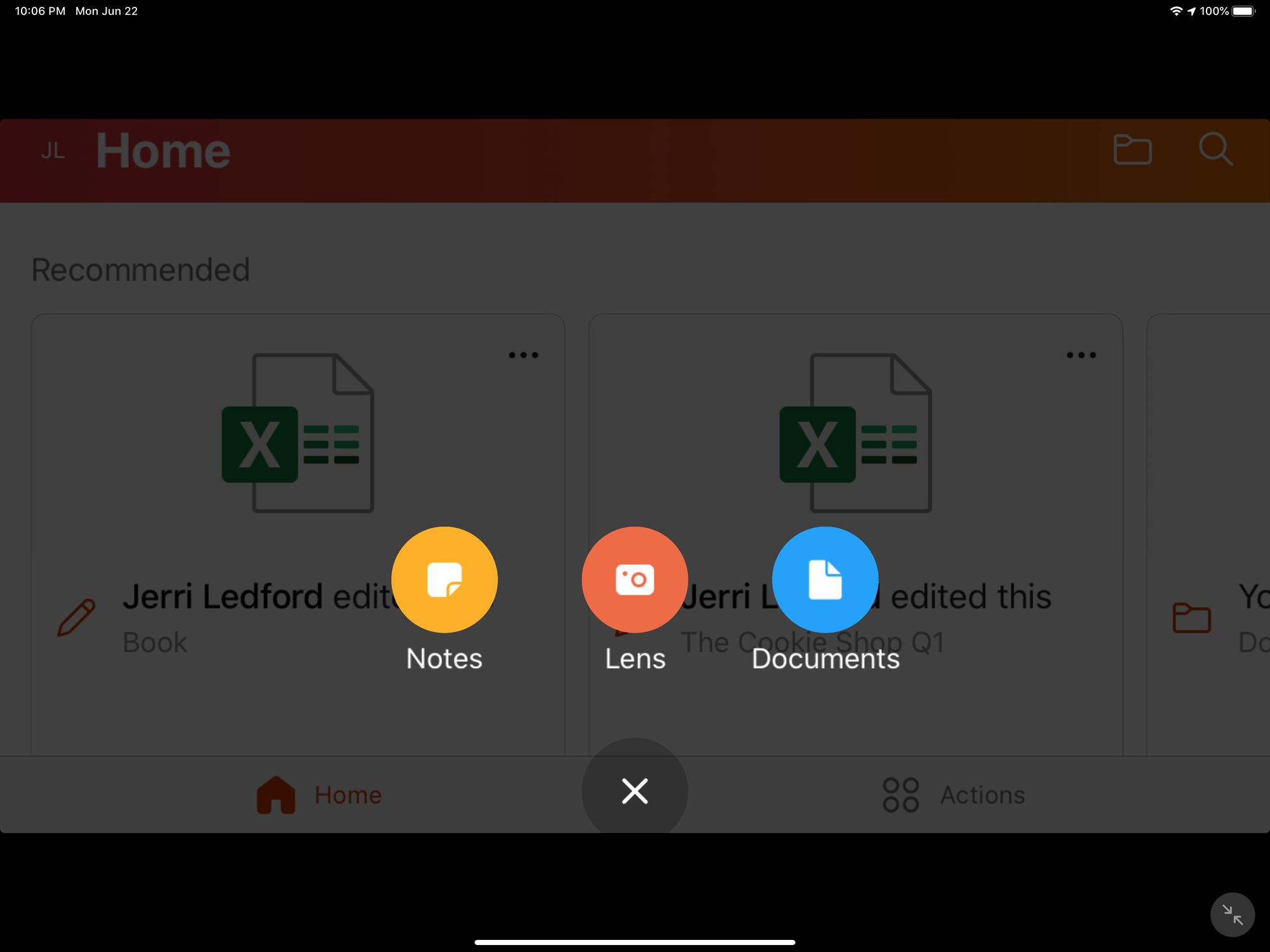 Microsoft Office for iOS:n vaihtoehdot.