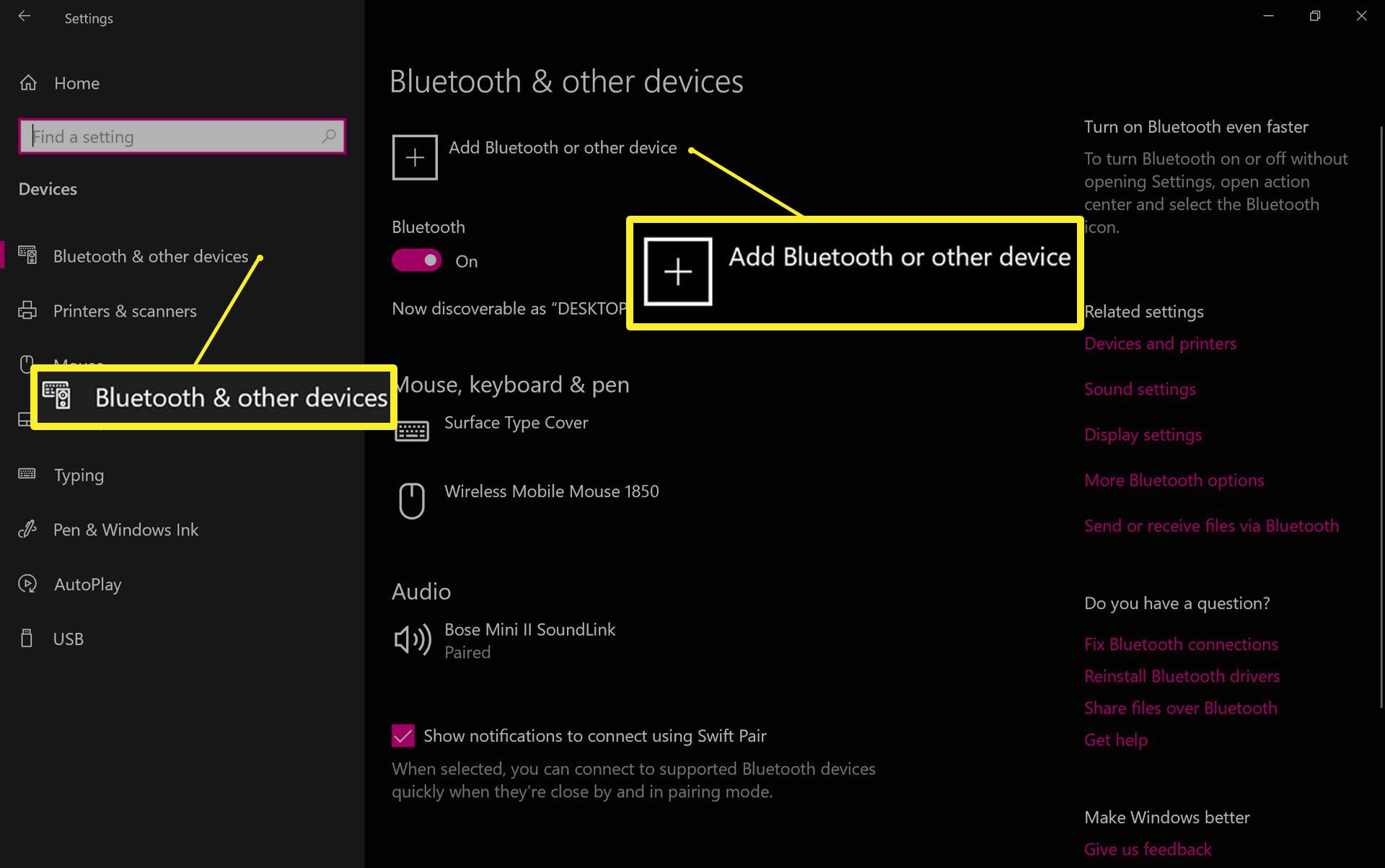 Windows Bluetooth ja muut laitteet